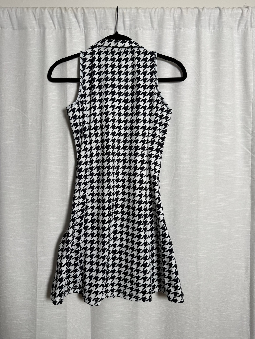 Black & White Houndstooth Sleeveless Quarter Zip Golf Tennis Dress | Size XS - Picture 8 of 15